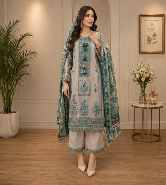 Ethinic 3 Piece Lawn Suit