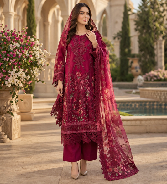 Maria B Inspired Luxury 3-Piece Embroidered Suit