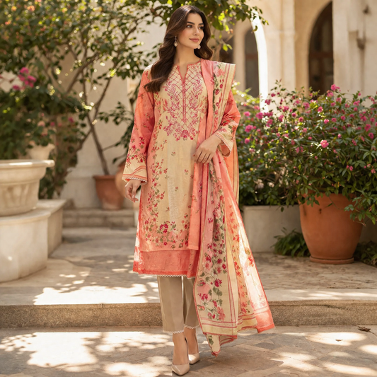 Zelbury Women's Printed; Embroidered 2-Piece Lawn Suit